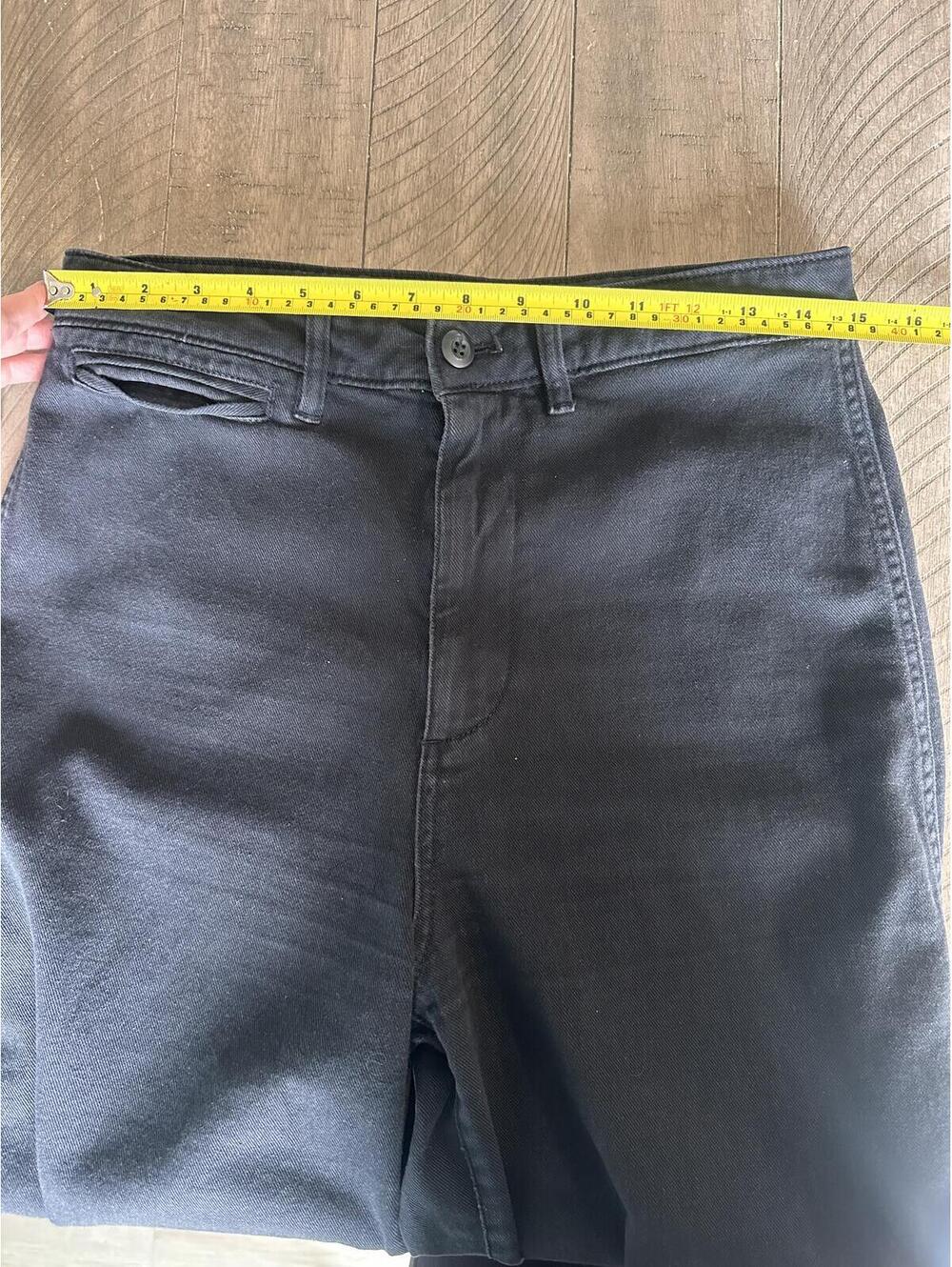 QUINCE Organic Stretch Cotton Twill Wide-Leg Crop Pants Black Women’s size 29 - Picture 9 of 14